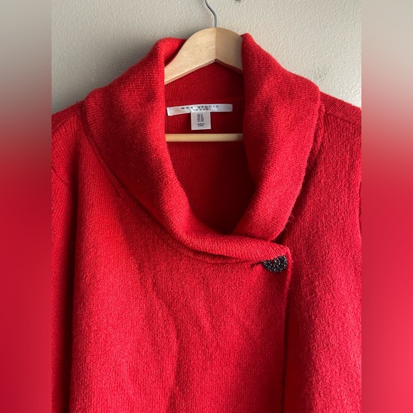Max Studio Women Wool Red Cardigan Size 1XL - Picture 2 of 14